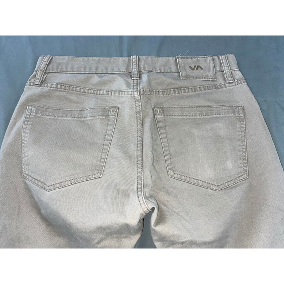 RVCA 5-Pocket Stretch Button Fly Jean Style Stay RVCA Pant. Beige, 29X28. GUC!! - Picture 9 of 9